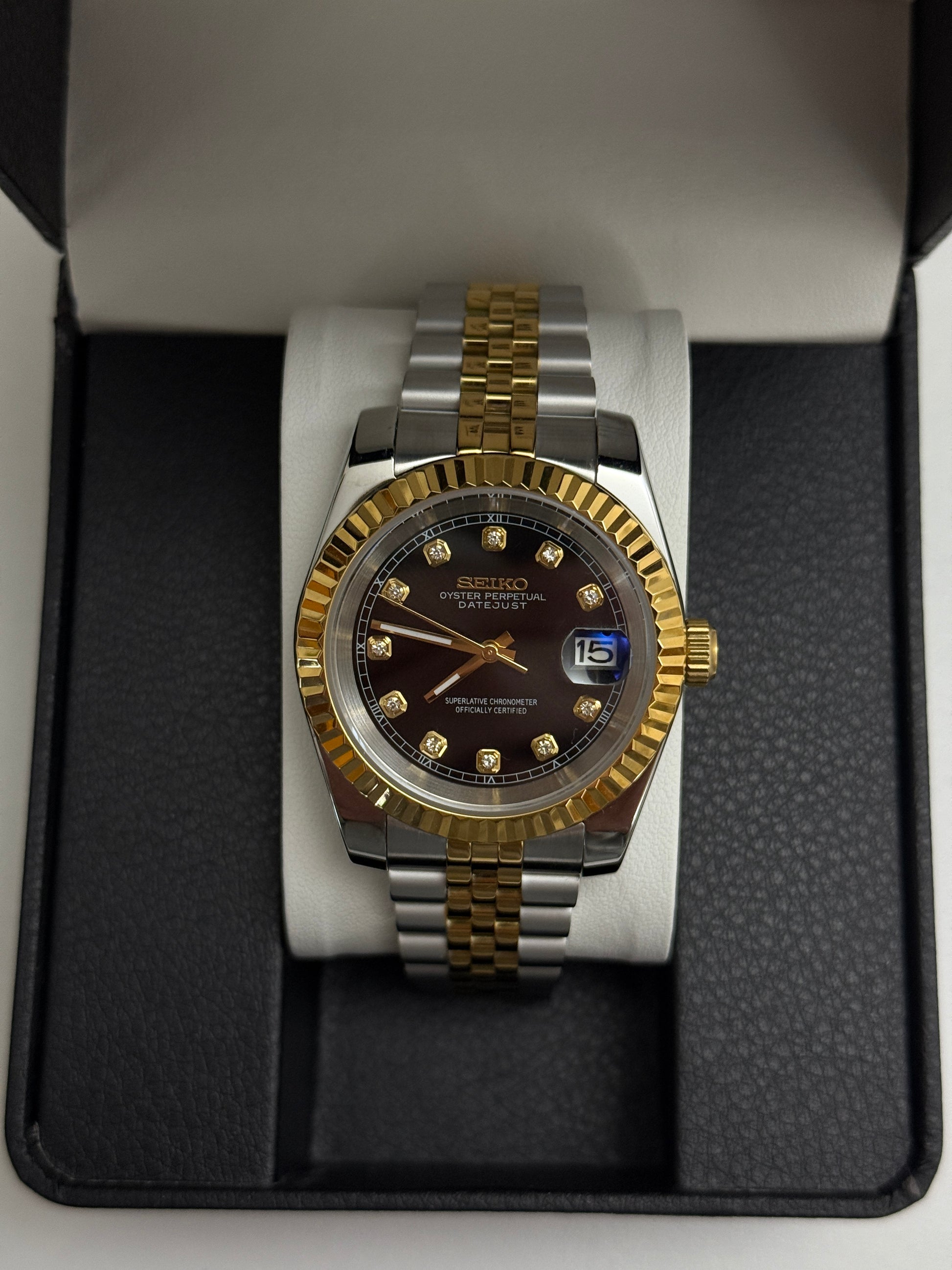 Black Diamond Datejust Custom Seiko Mod