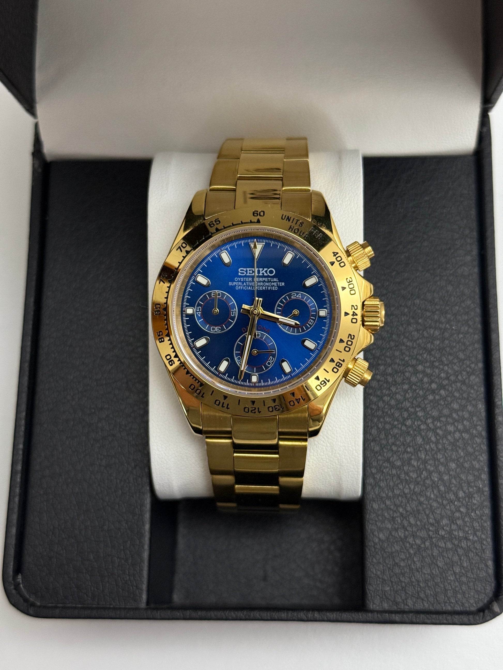 Blue and Gold Seiko Daytona Seiko Mo