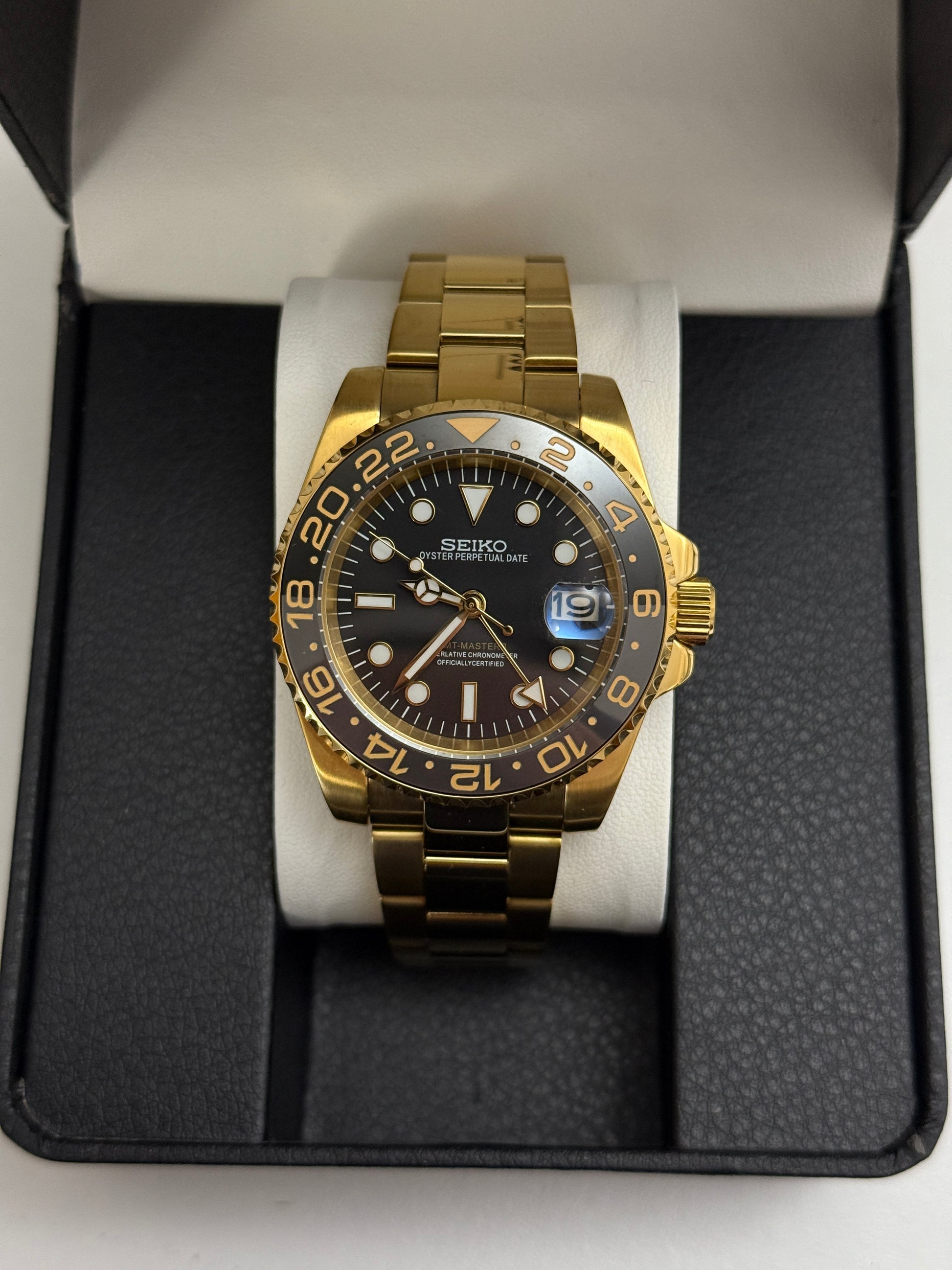 Black Gold And Grey GMT  Seiko Mod