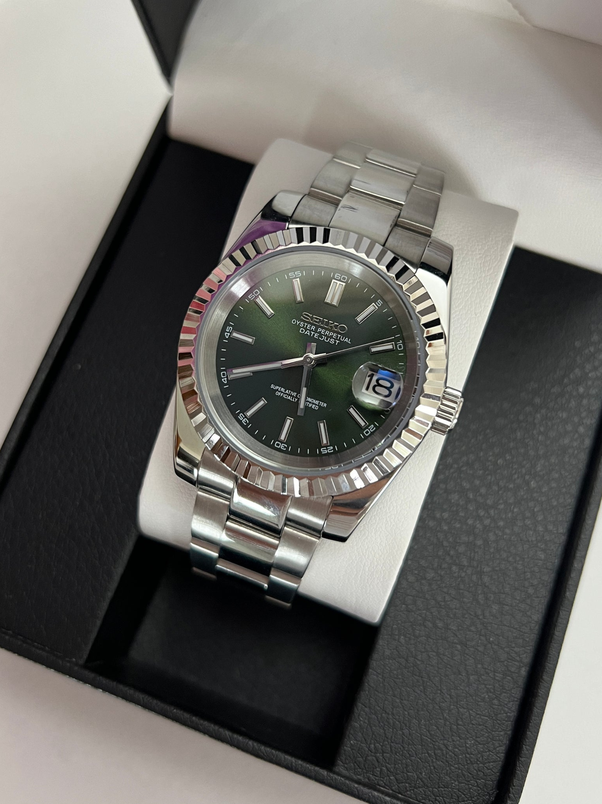 Green Sunburst Datejust Custom Seiko Mod