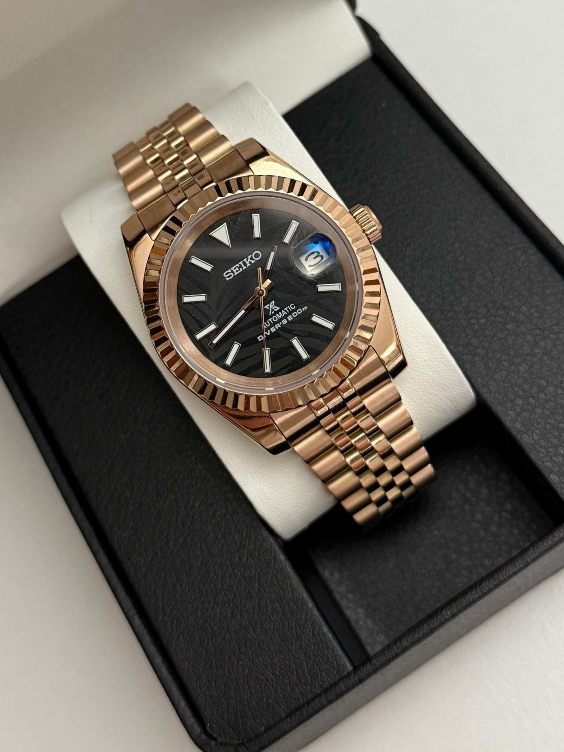 Rose Gold Palm Datejust Custom Seiko Mod