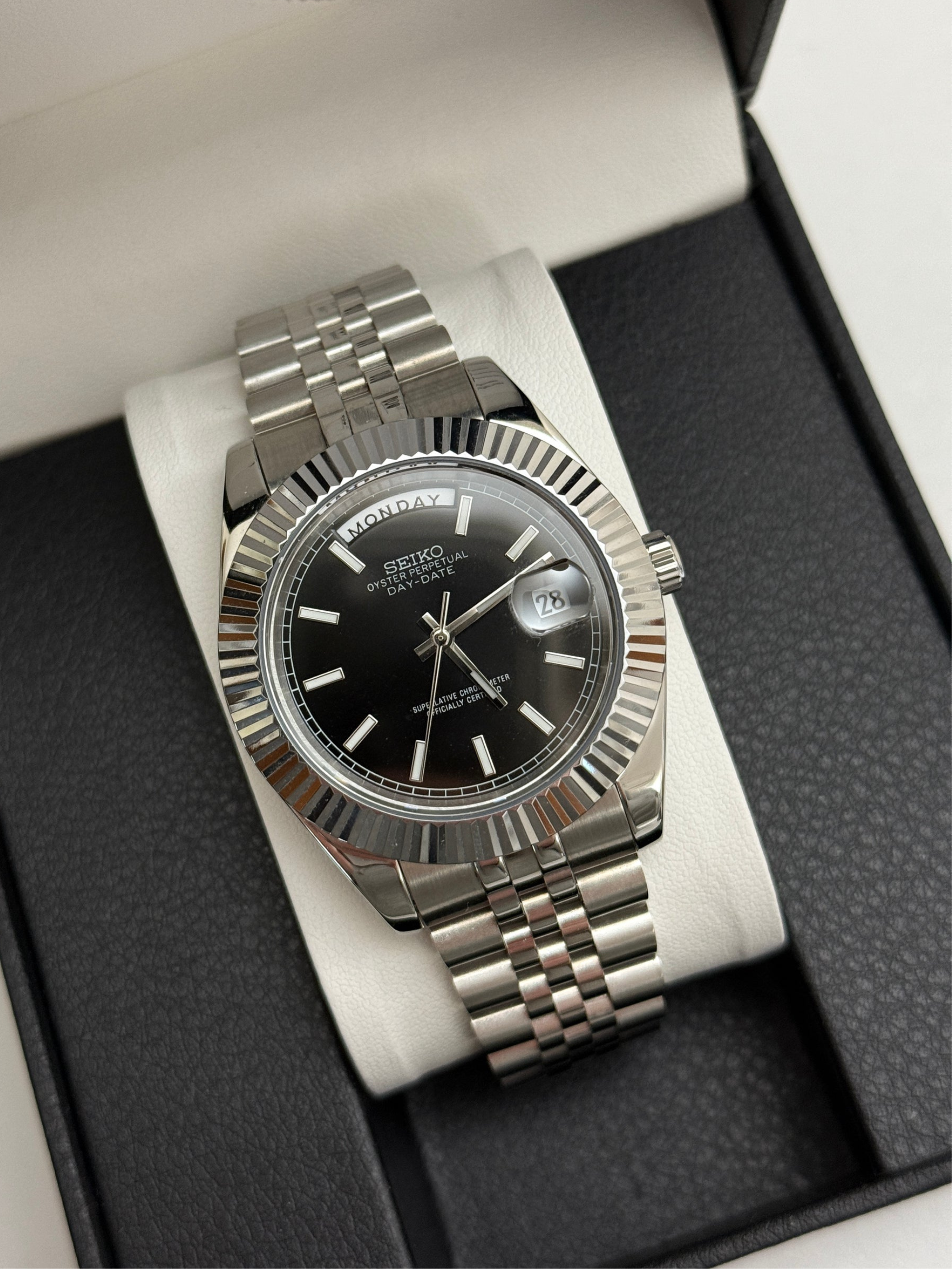 Black DayDate Custom Seiko Mod