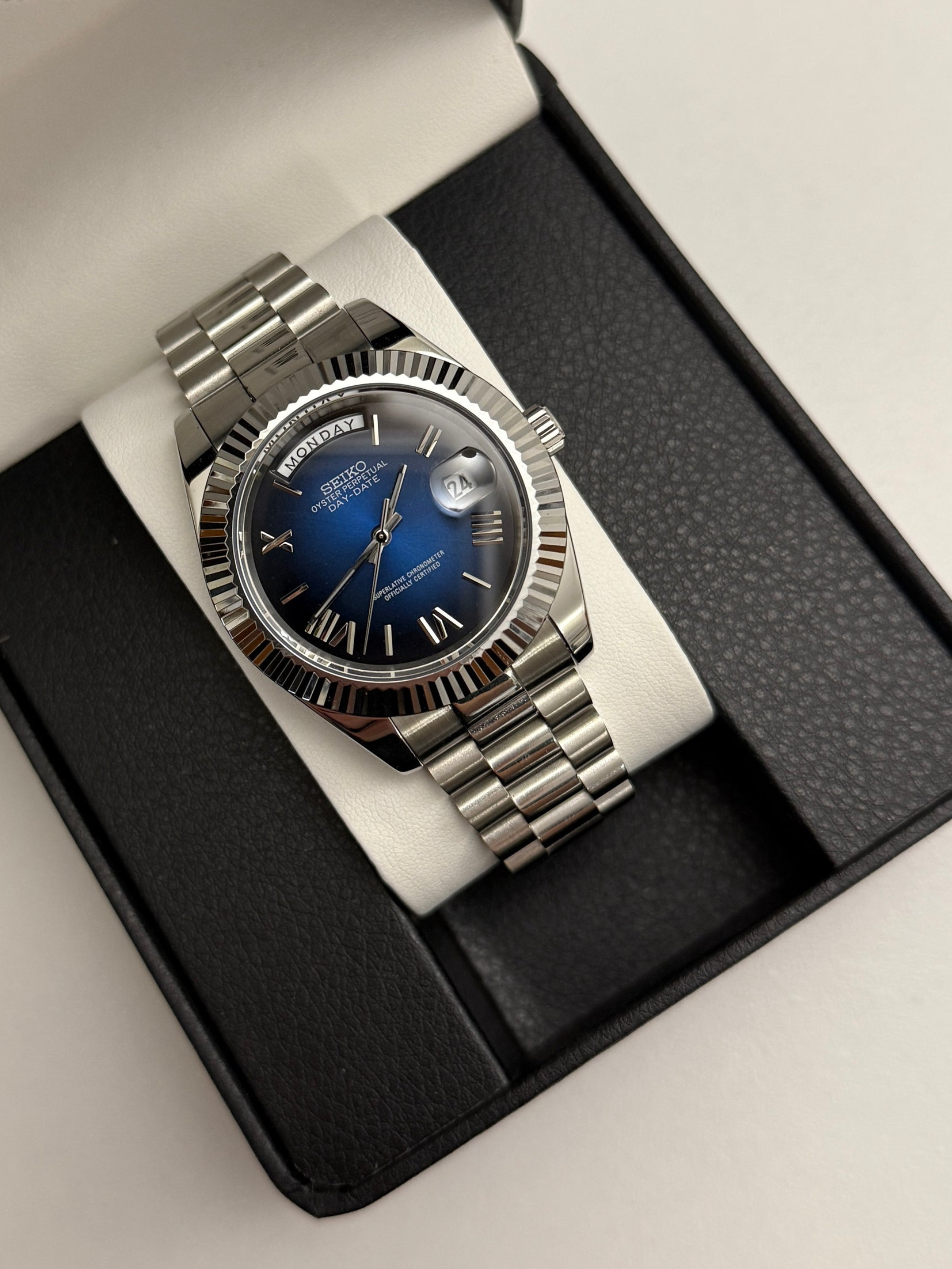 Blue DayDate Custom Seiko Mod
