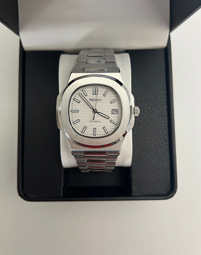 White Nautilus Seiko Mod