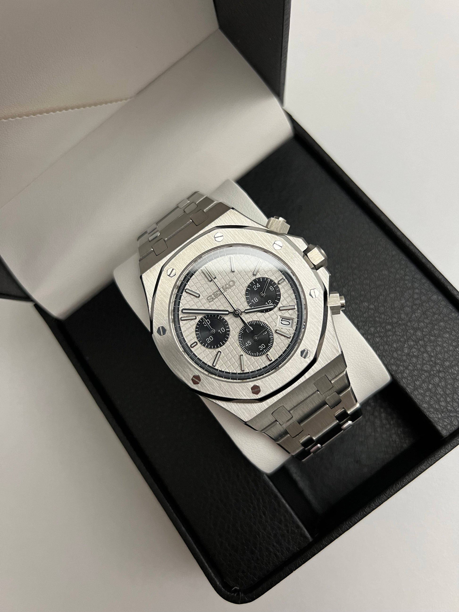 White Royal Oak Chronograph Custom Seiko Mod