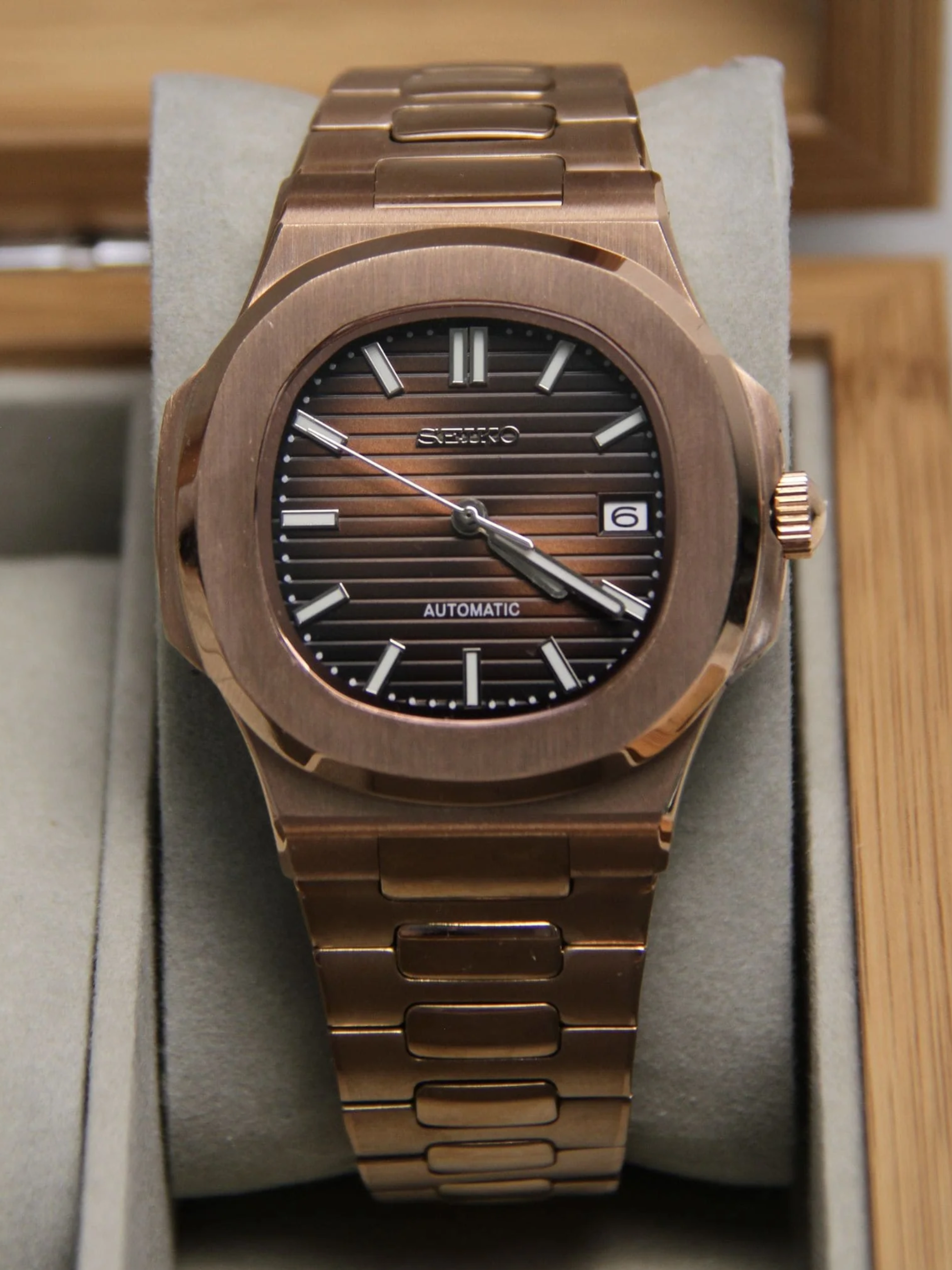 Seiko mod Nautilus Rose Gold